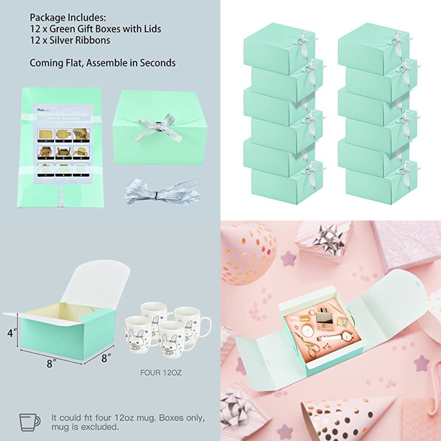 12 Sets Turquoise Green Gift B - Gift Box Wrap Set incelemesi ve fiyatı