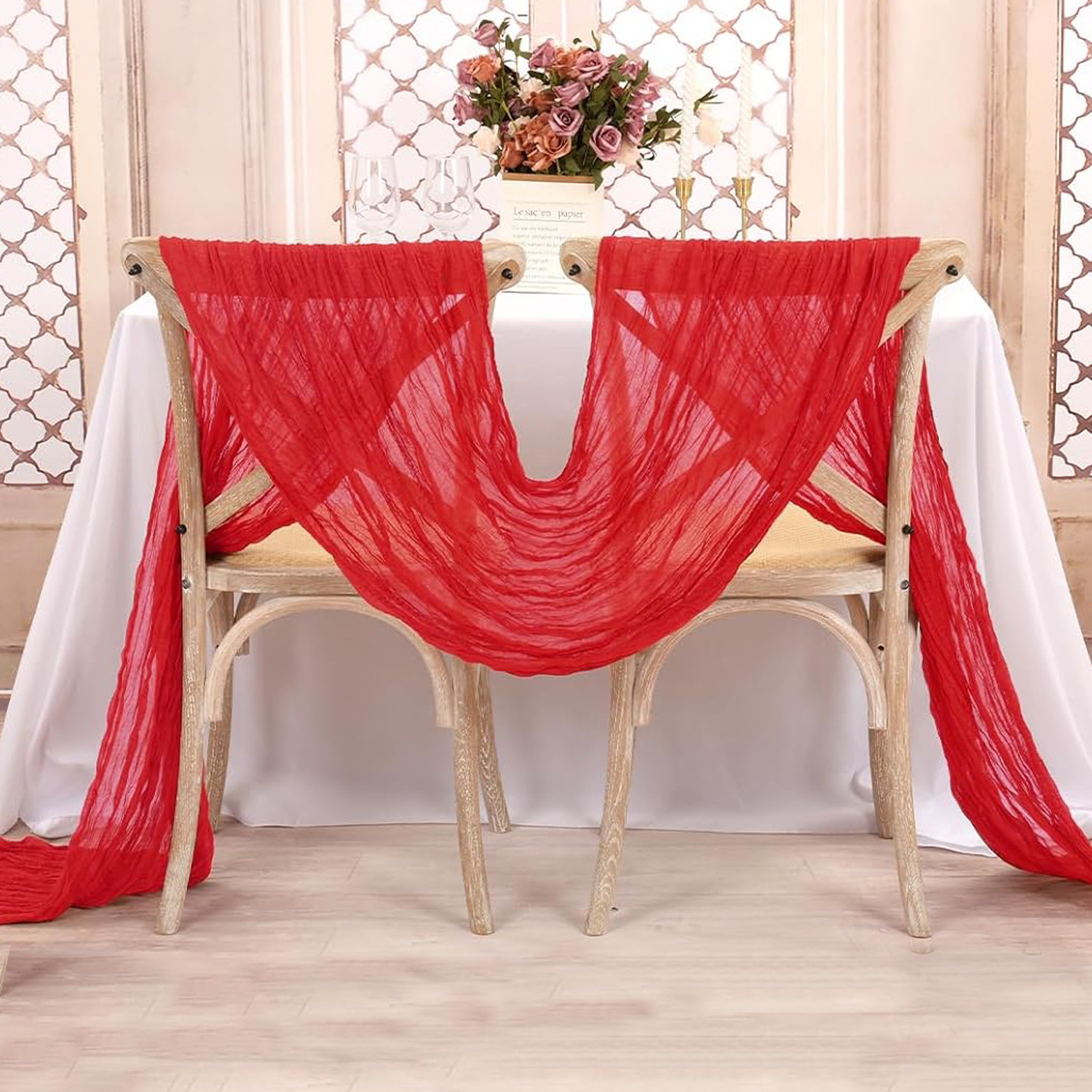 Red Table Runner Gauze Wedding - Christmas Table Runner incelemesi ve fiyatı