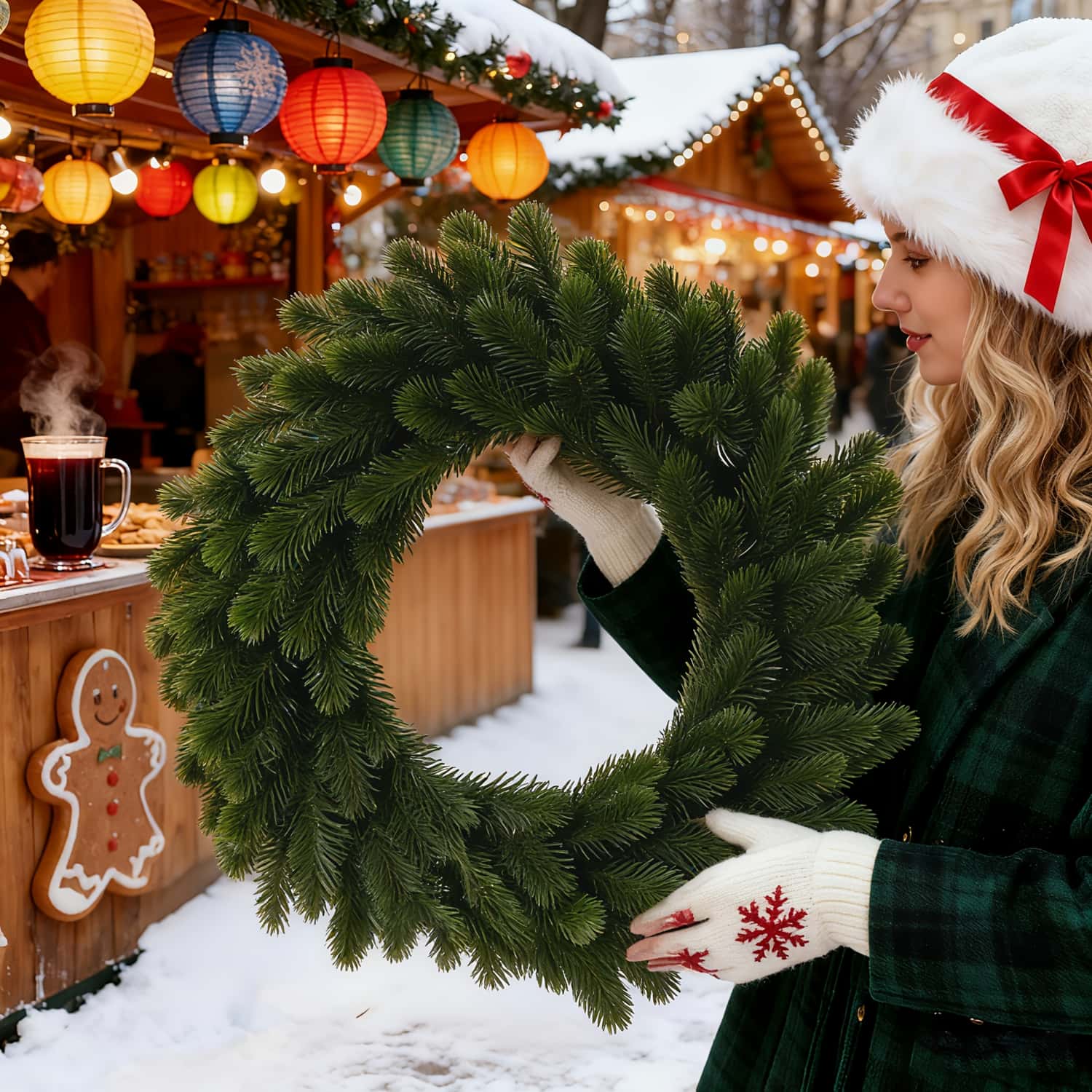 1pc Artificial Christmas Wreat - Christmas Wreath Fake incelemesi ve fiyatı
