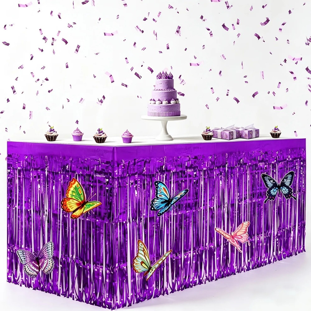 7Pcs Purple Metallic Foil Tabl - Christmas Table Runner incelemesi ve fiyatı
