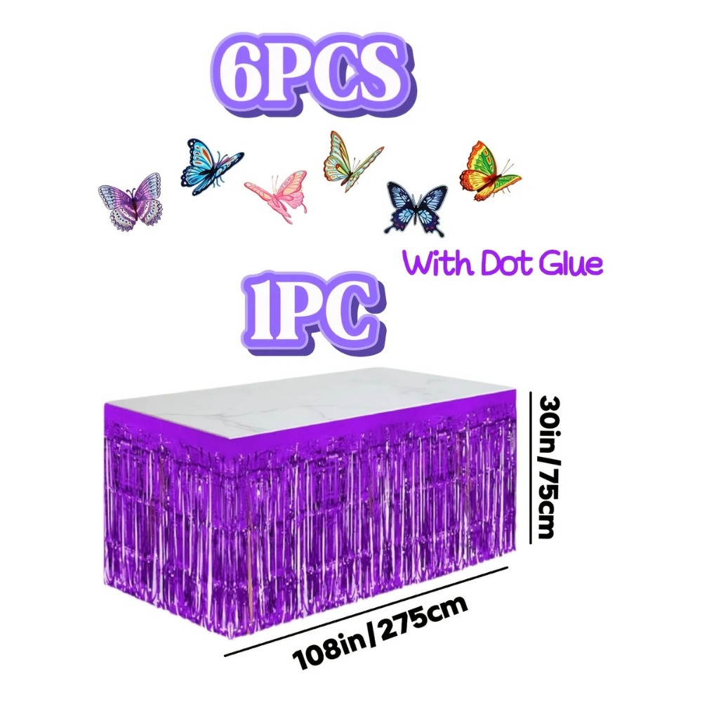 7Pcs Purple Metallic Foil Tabl - Christmas Table Runner incelemesi ve fiyatı