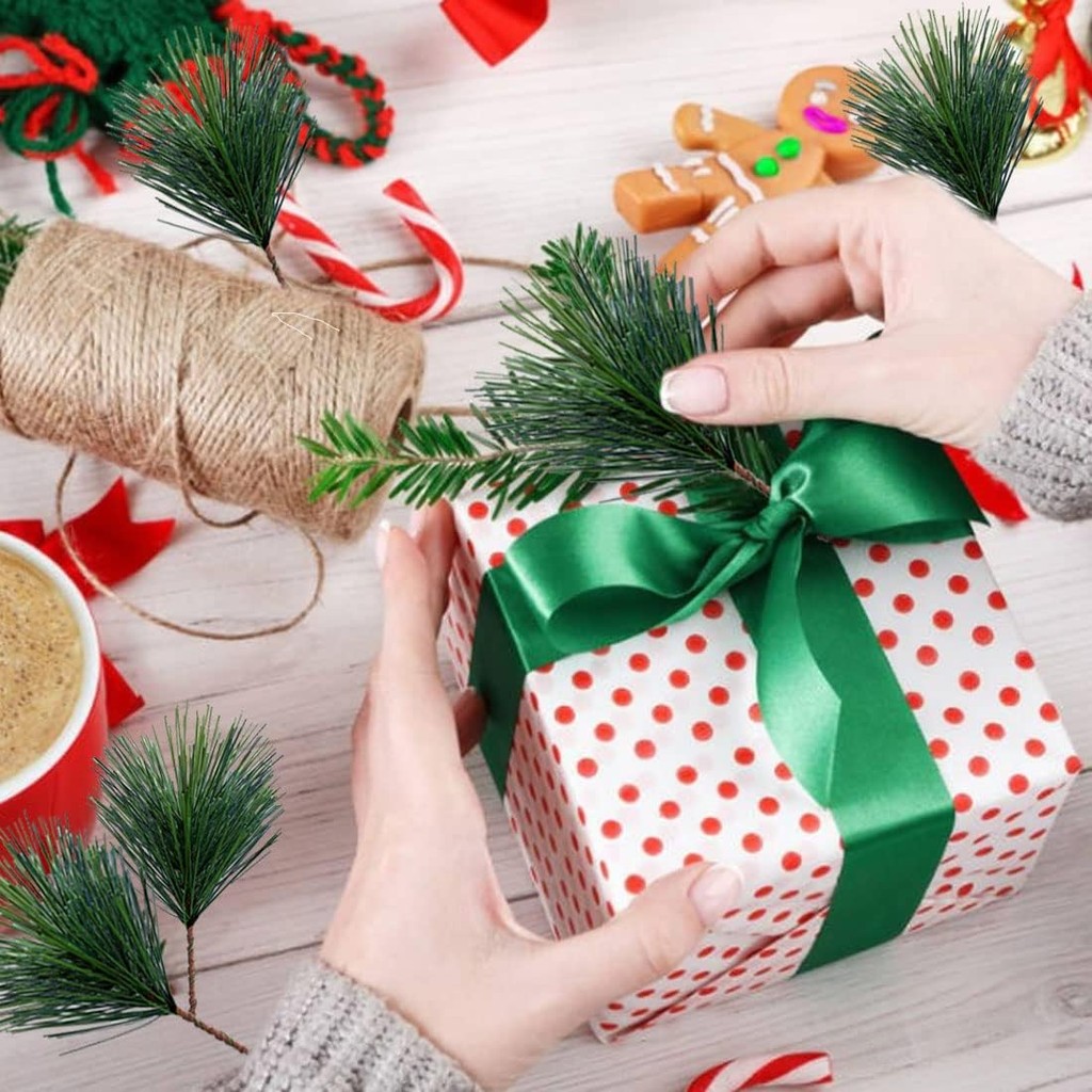 10-100pcs Artificial Green Pin - Christmas Wreath Fake incelemesi ve fiyatı
