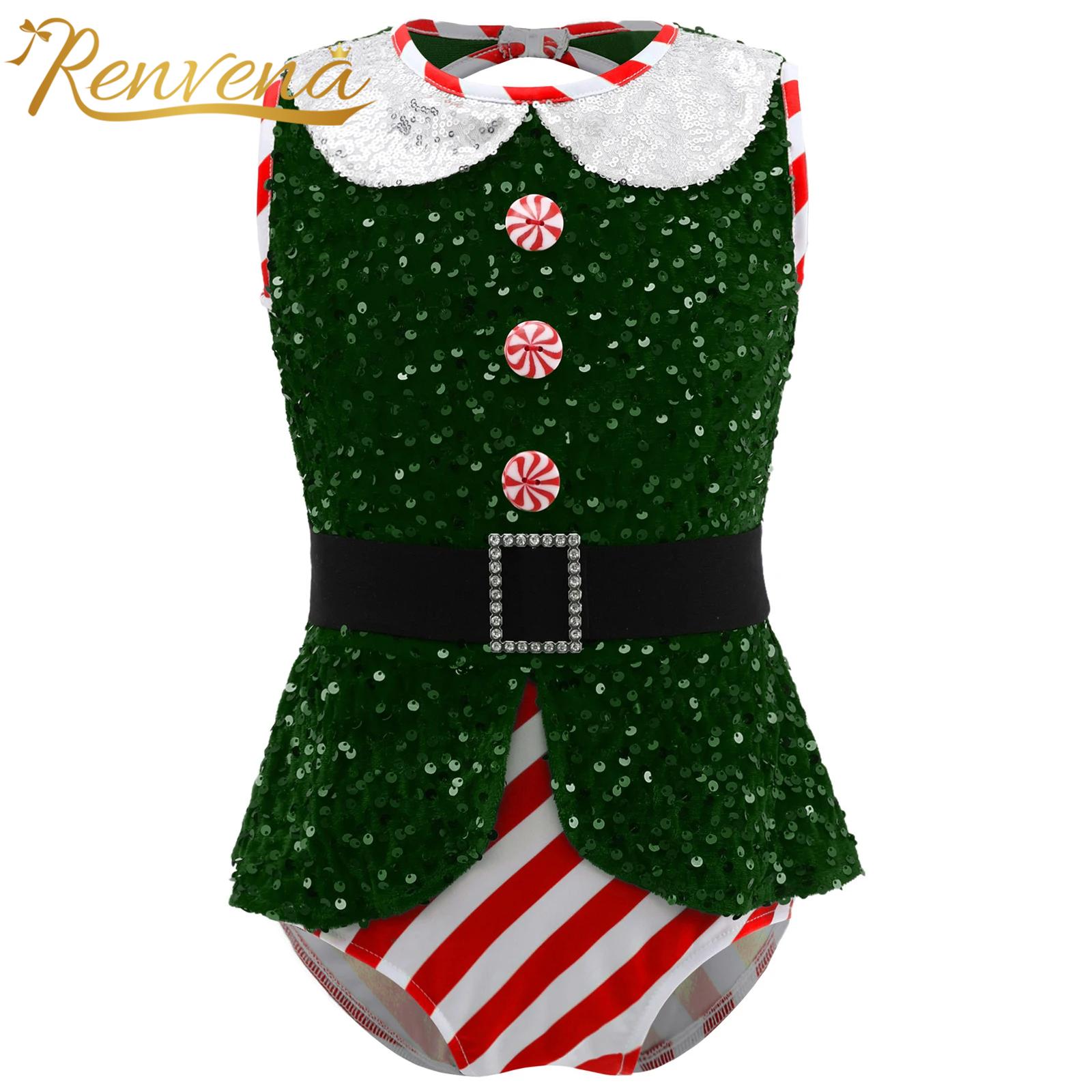 Girls Sparkly Sequins Jumpsuit - Elf Costume Christmas incelemesi ve fiyatı