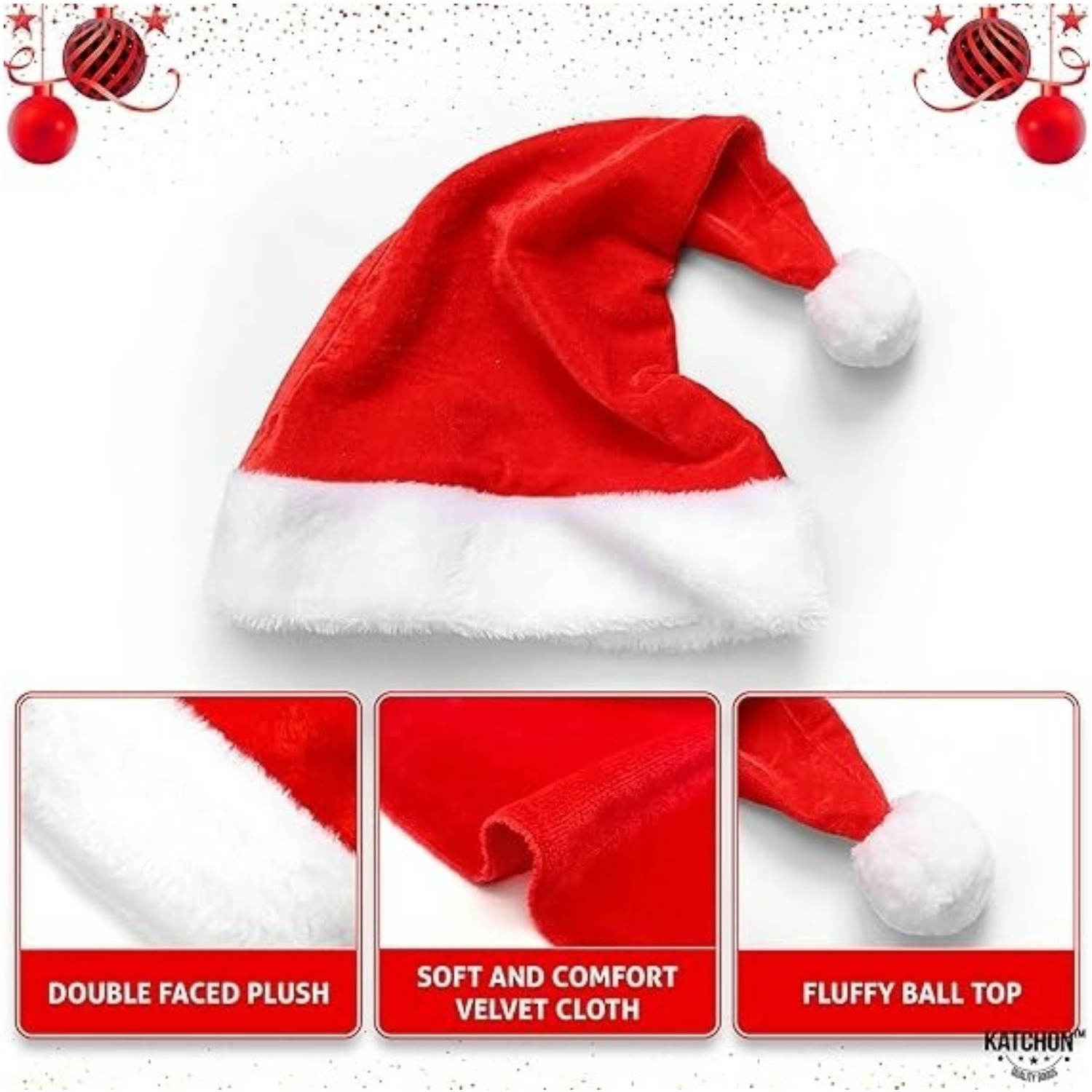 Fluffy Red Santa Hats Set with - Santa Hat Plush incelemesi ve fiyatı