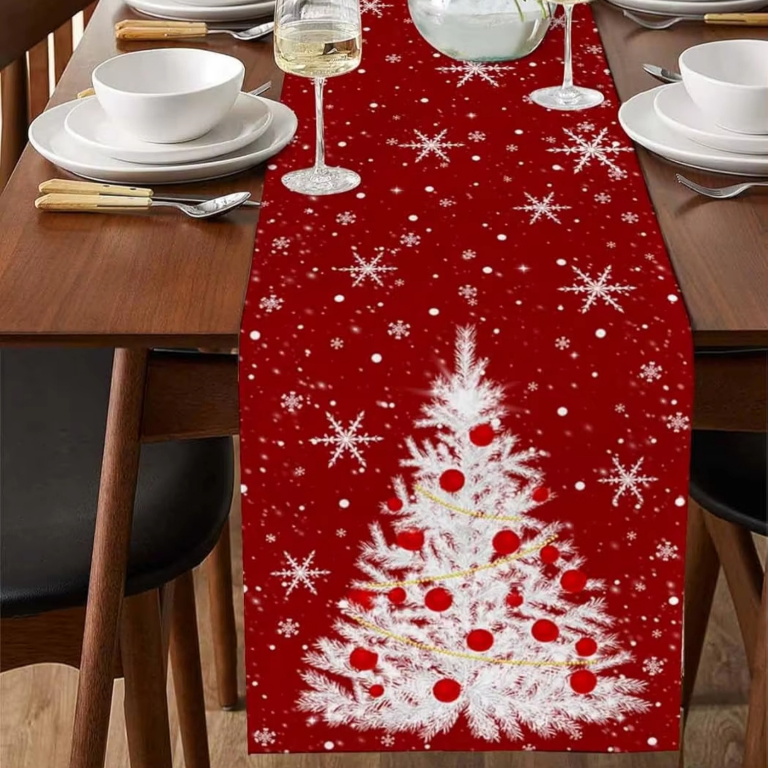 Red Table Runner Christmas Tre - Christmas Table Runner incelemesi ve fiyatı