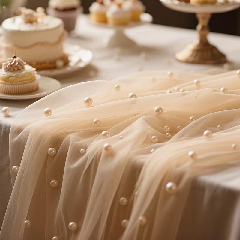 300x80cm Pearl Sheer Tulle Tab - Christmas Table Runner incelemesi ve fiyatı