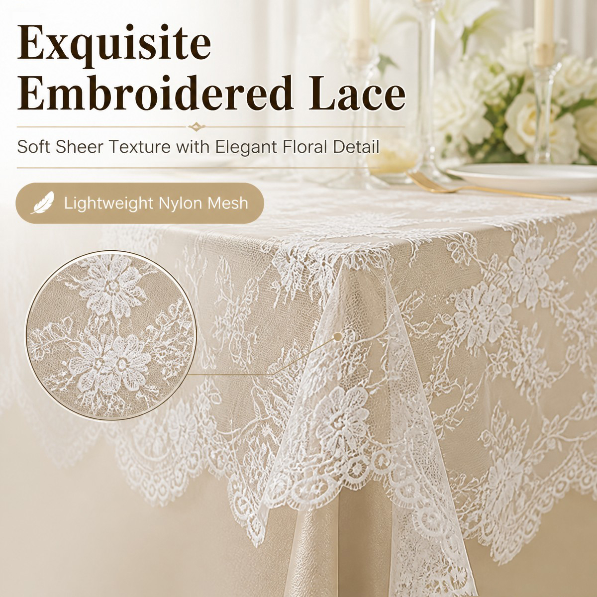 White Floral Lace Table Runner - Christmas Table Runner incelemesi ve fiyatı