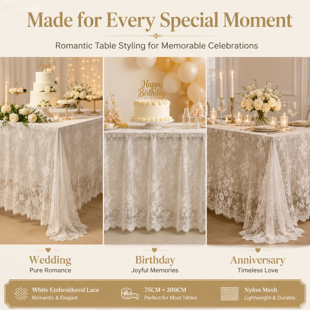 White Floral Lace Table Runner - Christmas Table Runner incelemesi ve fiyatı