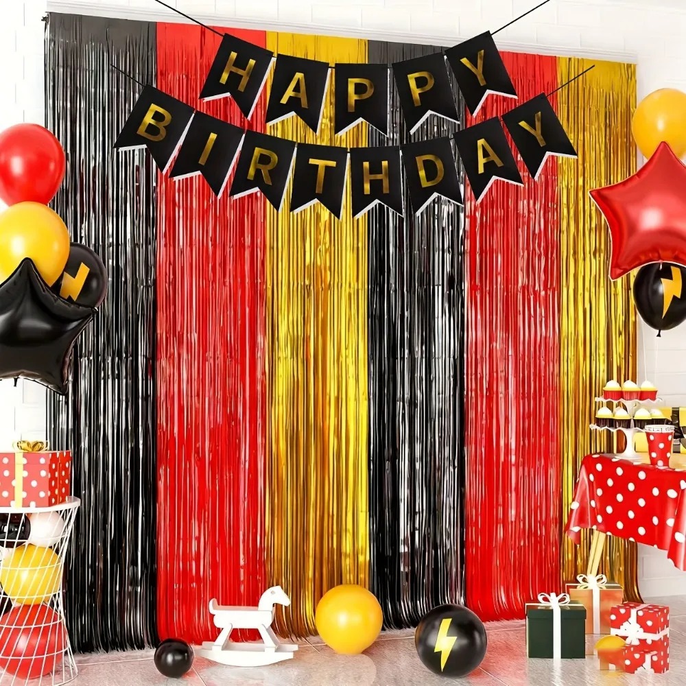 7Pcs Black Red Gold Tinsel Gar - Tinsel Garland Decoration incelemesi ve fiyatı