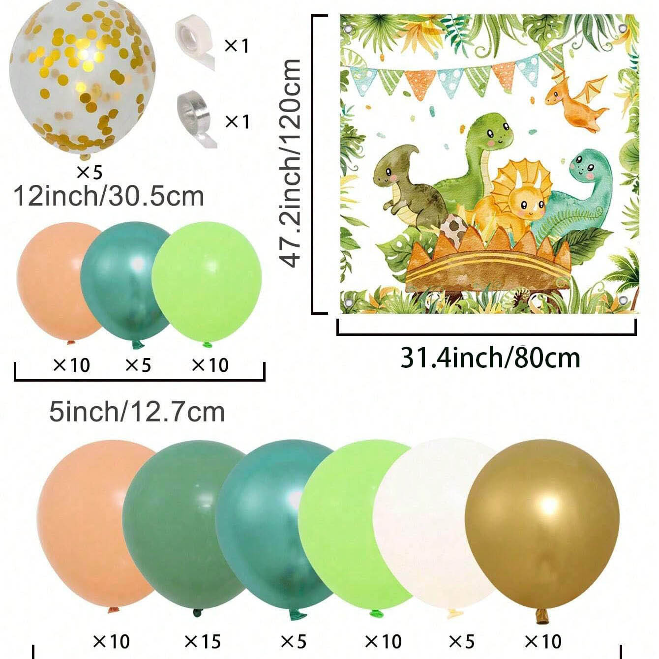 Dinosaur Balloon Set Arch for  - Tinsel Garland Decoration incelemesi ve fiyatı