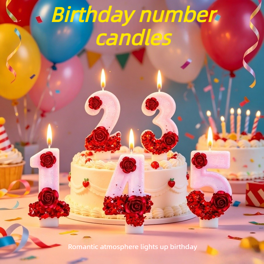 Number Pink Glitter Red Rose F - Holiday Candle Set incelemesi ve fiyatı