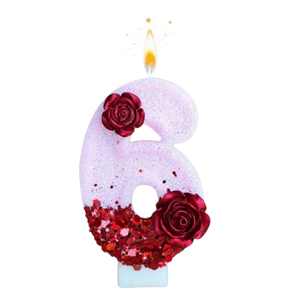 Number Pink Glitter Red Rose F - Holiday Candle Set incelemesi ve fiyatı