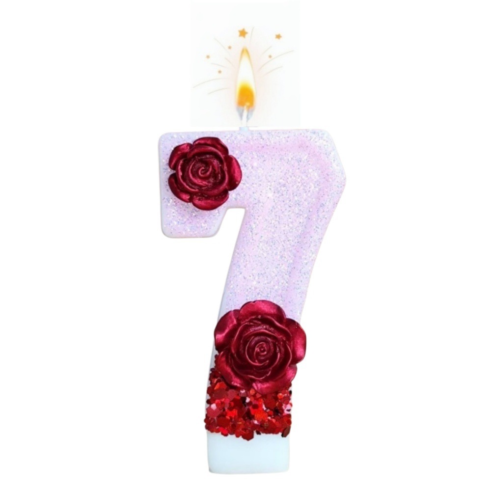 Number Pink Glitter Red Rose F - Holiday Candle Set incelemesi ve fiyatı