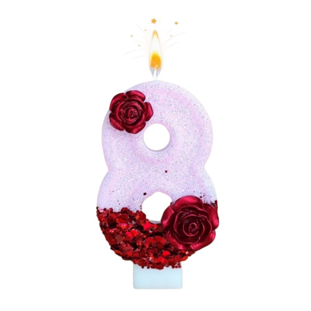 Number Pink Glitter Red Rose F - Holiday Candle Set incelemesi ve fiyatı