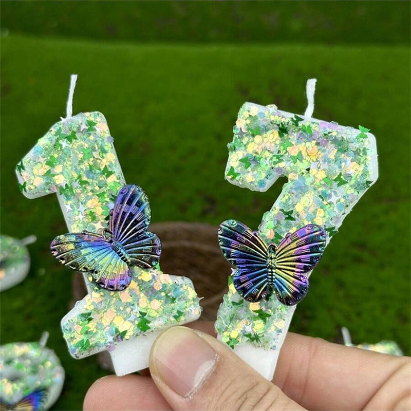 1Pc Green Sequins Number 0-9 B - Holiday Candle Set incelemesi ve fiyatı