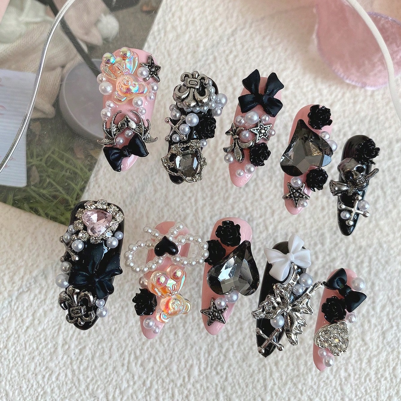 10pcs Long Coffin Pink Black G - Ribbon Bow Gift incelemesi ve fiyatı