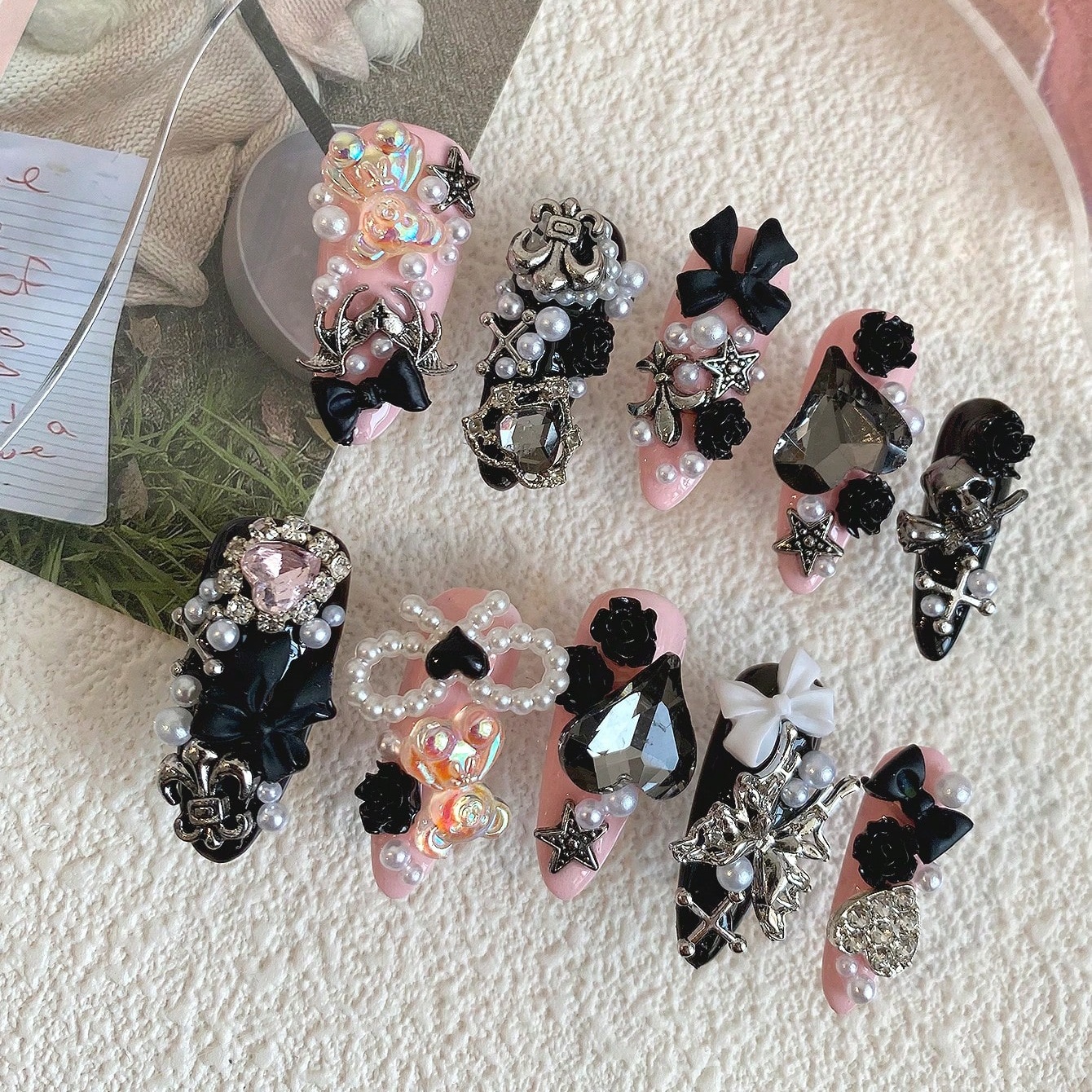 10pcs Long Coffin Pink Black G - Ribbon Bow Gift incelemesi ve fiyatı