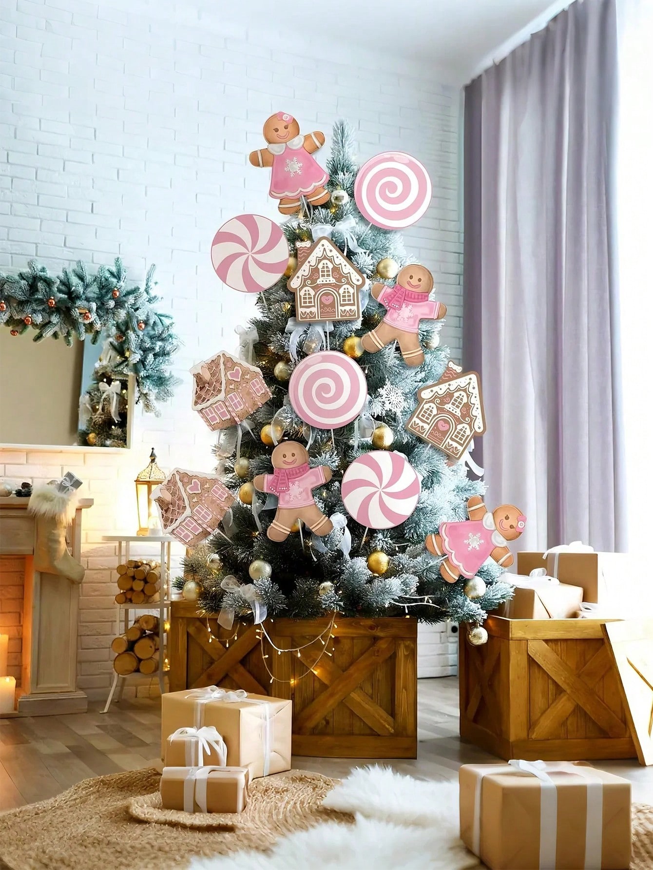 2/6Pcs Large Pink Candy Ginger - Star Tree Topper incelemesi ve fiyatı