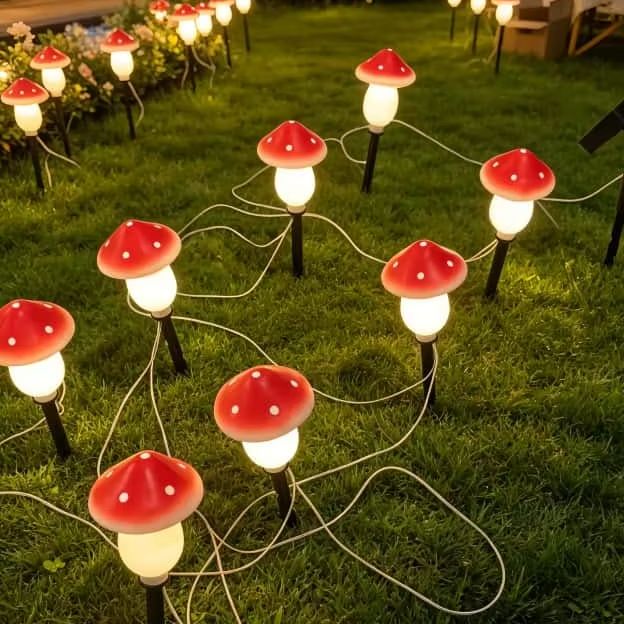 Solar Mushroom String Lights W - Christmas Lights Outdoor incelemesi ve fiyatı