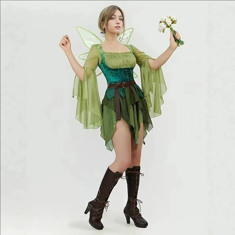 Women's Elf Medieval Green Fai - Elf Costume Christmas incelemesi ve fiyatı