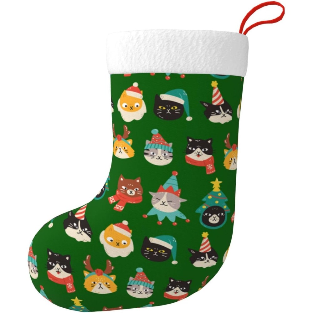 Cute Cats Green Christmas Stoc - Christmas Stocking Hanging incelemesi ve fiyatı
