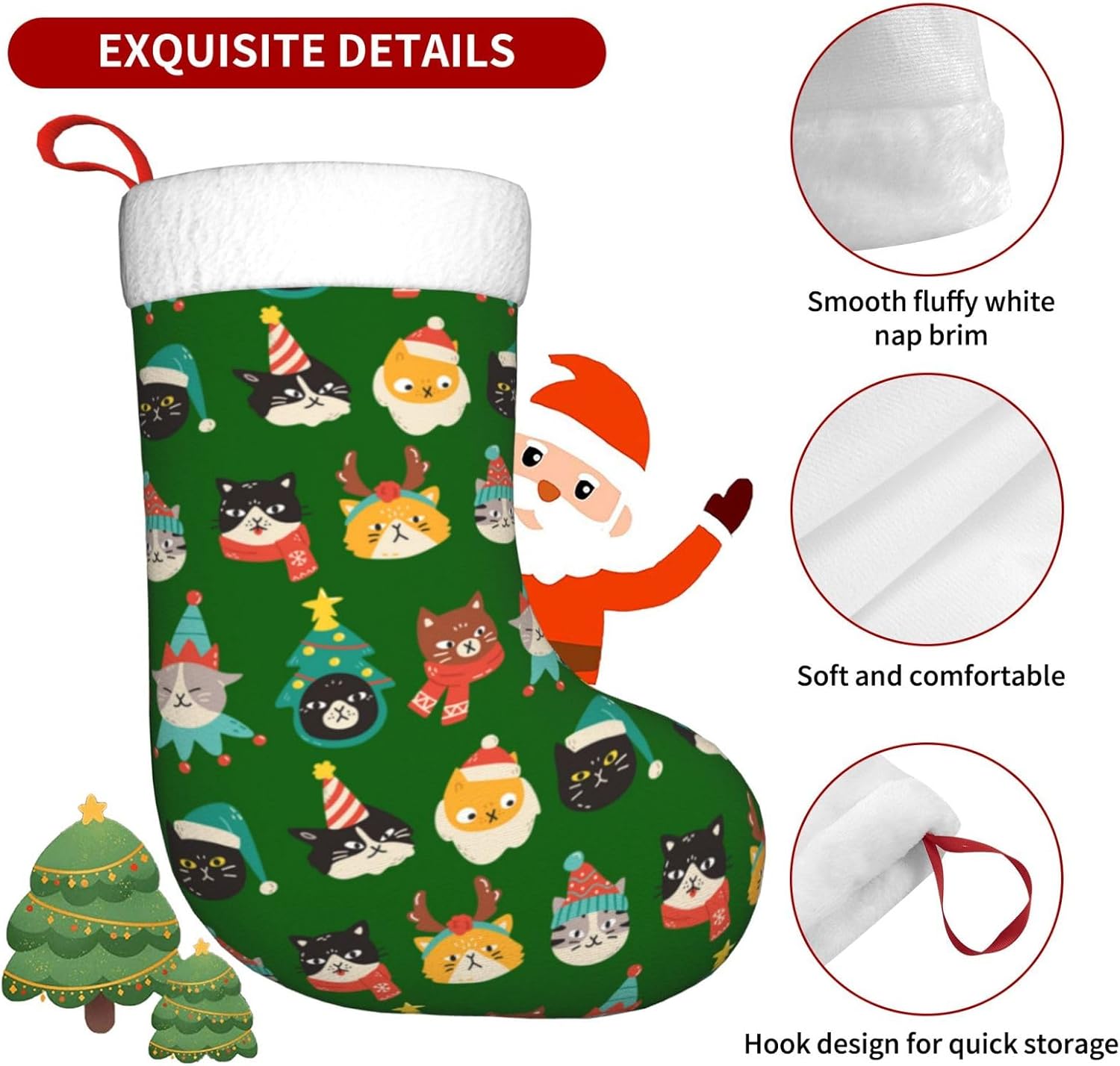 Cute Cats Green Christmas Stoc - Christmas Stocking Hanging incelemesi ve fiyatı